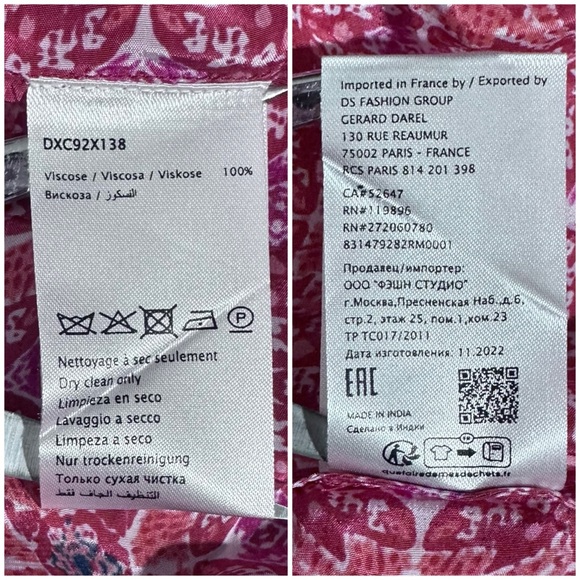 Gerard Darel Paris Colette Printed Split Neck Blouse [45] - Picture 8 of 8